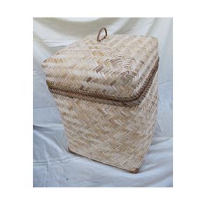 Handcrafted Eco-Friendly Bamboo Square Gift <b>Box</b> <b>with</b> <b>Lid</b> Vintage Home Organization <b>Decorative</b> Storage Woven Basket From Vietnam - Product Image 2