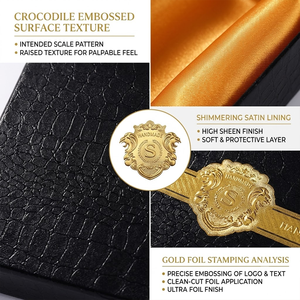 Caja de Regalo Rígida Personalizada con Grabado <span class=keywords><strong>Croc</strong></span>, Caja de Regalo de Lujo Brillante con Grabado en Dorado para Accesorios Masculinos - Product Image 2