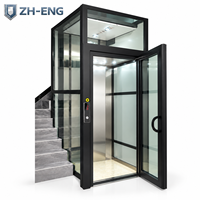 Ascenseur panoramique en verre pour passagers, cabine en acier inoxydable, traction hydraulique, ascenseur pour maison, villa, hôtel résidentiel
