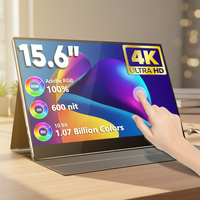 Layar LCD IPS 4K 15,6 Inci dengan Lampu Latar, Speaker Terintegrasi, Kecerahan 400, Gamut Warna 100%, Layar Sentuh, Tipe-C, Monitor Gaming Portabel