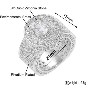 Anillo BESJZ088 para Hombre, Estilo Europeo Americano, Clásico, Grande, Chapado en Oro, Microincrustaciones de Circonio, Forma Geométrica - Product Image 6