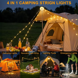Guirlandes solaires de camping LED rechargeables par USB, étanches, portables, pour tente extérieure, jardin, cour, lampe de poche décorative, Art Déco - Product Image 6