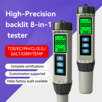 Medidor de Cloro Residual para Piscinas y Spas, Detector de ORP para Peceras, Probador de Calidad del Agua 8 en 1, Precio de Fábrica