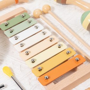 Instruments de <span class=keywords><strong>musique</strong></span> <span class=keywords><strong>en</strong></span> bois pour bébés d'âge préscolaire, jouets Montessori pour tout-petits, ensemble d'instruments de percussion avec xylophone bohème moderne - Product Image 5
