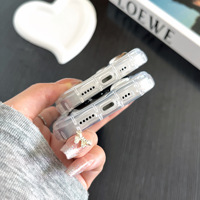 Coque de téléphone en TPU époxy avec bord ondulé et motif papillon cœur d'amour 3D argenté IDEAL pour Apple iPhone 11 12 13 14 15 16 17 Pro Max