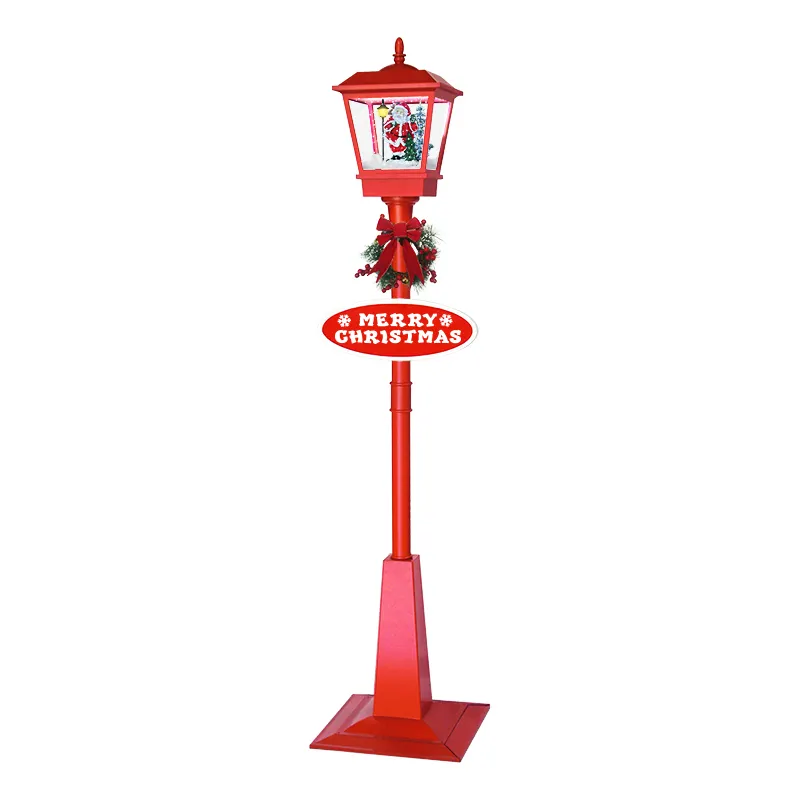 Xmas Scene poste musical natal Musical Lantern Christmas Led Light Up Snow Lamp Post For Holiday Decor