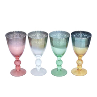 Vente en gros de verres à vin de luxe FLY, ensembles de gobelets à vin rouge, décoration personnalisée du fond électro-plaqué, capacité de 300 ml, spécial mariage