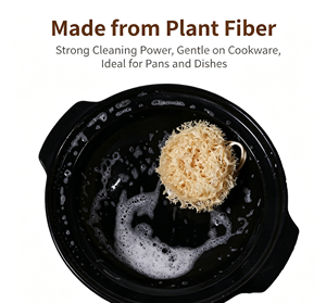 Esponja de Cocina de Fibra Vegetal Biodegradable, Bola de Luffa Orgánica Natural para Lavar Platos, No Daña, Segura para Sartenes Antiadherentes - Product Image 4