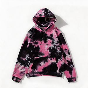 Sudadera con <span class=keywords><strong>Capucha</strong></span> Oversize para Hombre, 100% Algodón, Estilo Urbano, Tallas Grandes, con Estampado Personalizado de Logotipo, Color <span class=keywords><strong>Rosa</strong></span> Tie-Dye - Product Image 3