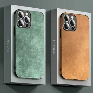 Sang trọng da cừu PU Leather trường hợp đối với iPhone 15 13 12 11 14 Pro Max Mini XR XS x 8 7 cộng với SE 2020 mềm TPU chống sốc điện thoại Bìa