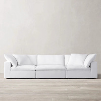 Canapé en tissu R américain pour salon, style nuage blanc crème, trois places, pour appartement, canapé droit décontracté, personnalisable
