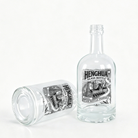Bouteille de vodka ronde en verre style nordique, 100ml, 200ml, 330ml, 375ml, 500ml, givrée ou transparente, pour spiritueux et whisky, avec bouchon à vis