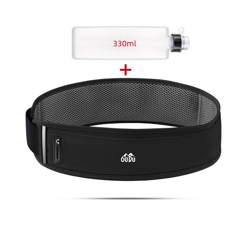 Negro + botella de agua - talla grande para cintura [80-115cm]