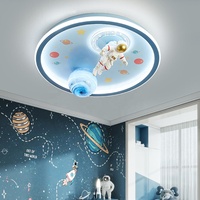 Bleu rose créatif dessin animé Spaceman planète série LED Dimmable plafonnier pour chambre lumière chaude Protection des yeux plafonnier