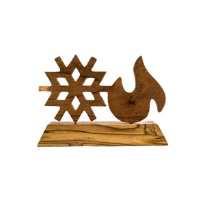 Centro de Mesa Navideño de Madera de Teca Natural con Forma de Copo de Nieve, Soporte Hecho a Mano, Decoración Festiva para la Mesa, Hecho a Mano y Sostenible - Product Image 1