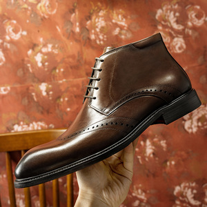 Botas Oxford de Vestir para Hombre, de Cuero Genuino Negro, Punta en Pico, con Cordones, Diseño Sólido, para Todas las Temporadas, Envío Directo - Product Image 5