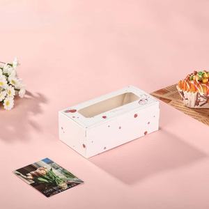 <span class=keywords><strong>Caja</strong></span> de Papel Kraft Blanca y Marrón con Ventana Transparente, Pequeño Contenedor de Regalo para Postres, Recubrimiento UV, Proveedor de Cajas de Regalo para Postres - Product Image 2