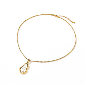 Collar de acero inoxidable y titanio con imitación de perlas, chapado en oro de 18k, estilo oceánico, diseño geométrico para mujer, uso diario. - Product Image 5