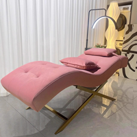 Lit de cils blanc moderne pour mobilier de salon, matelas de spa incurvé pour lit de soin du visage, surmatelas de luxe électrique pour lit de cils de salon de beauté