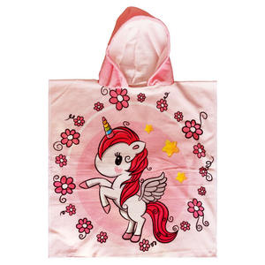 Serviette de plage pour enfants de dessin animé <span class=keywords><strong>Cape</strong></span> avec chapeau Serviette de bain imprimée portable en microfibre Serviette de bain pour enfants - Product Image 1