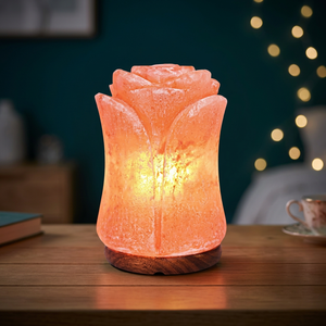 Lampe en sel rose de l'Himalaya naturel, forme de fleur sculptée, lampe de table décorative pour la décoration intérieure - Product Image 4