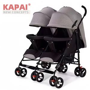 Poussette double moderne KAPAI pour bébés et tout-petits, légère, pliable facilement, grand panier de rangement, réglable - Product Image 6