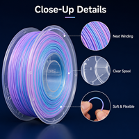 Filament d'imprimante 3D flexible en TPU arc-en-ciel 85A 1,75 mm, ultra-doux, dégradé, élastique, bobine de 1 kg pour impression FDM FFF