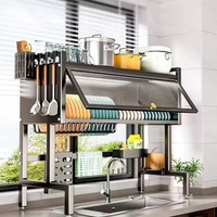 Meuble de cuisine réglable pour évier, support vertical pour vaisselle en acier inoxydable, outils de cuisine de haute qualité multi-tailles, armoire/étagère de cuisine