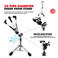 Beatello Adjustable Durable 32MM Support Drum Cymbal Stand Hardware 4-Piece Set for Professional Percussion