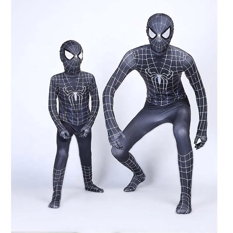 Children Halloween Christmas Boys Party Costume Black Spider Man Cosplay Jumpsuit Classical Spider Man Costumes Clothes For Kids