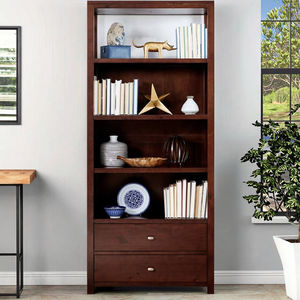 Librería Moderna de Madera Maciza DU'S, Dos Cajones + 4 Estantes con Gran Capacidad de Almacenamiento. Diseño Clásico y Discreto. - Product Image 1