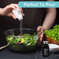 Ensemble de 2 salières et poivrières, salière en verre avec couvercle en acier inoxydable, style moderne et rustique (noir et blanc)