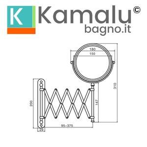 Miroir de maquillage double face SP-3593 Kamalu avec bras en accordéon en acier inoxydable poli - Product Image 4