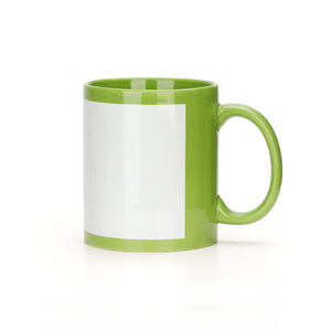 GZYSL Sublimación Recubierto Polímero Parche negro Tazas Esmalte interior Color 11oz Taza de cerámica con parche blanco Taza de sublimación a todo color - Product Image 5