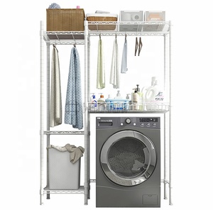 <span class=keywords><strong>Étagère</strong></span> de rangement réglable en acier au carbone de haute qualité, revêtement poudré blanc, pour machine à laver, <span class=keywords><strong>buanderie</strong></span> ou salle de bain - Product Image 2