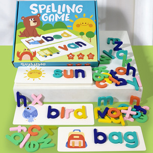 Juguetes Educativos de Aprendizaje de Combinación de Dibujos Animados Personalizados, Bloques de Construcción de Alfabeto de Madera para Niños y Niñas, Juegos de Ortografía en Inglés - Product Image 2