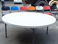 Table pliante de pique-nique extérieure bon marché de 4 pieds 6 pieds 8 pieds Table pliante ronde en plastique portable et chaise pour événement