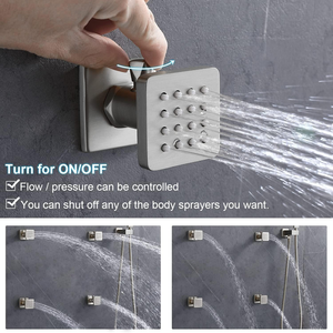 Luxury 14x20 Inch LED Spa <strong>Shower</strong> Jets System 6 Inch <strong>Shower</strong> Head On-Off <strong>Switch</strong> 4PCS Body Jets Brushed Nickel <strong>Shower</strong> Faucet - Product Image 3