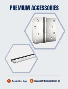 Porta d'Ingresso in Fibra di Vetro Liscia KHSHOW 36x80, Telaio in Vinile Bianco Prime, Vetro Satinato 3/4 Vista, Design Contemporaneo per Casa - Product Image 3