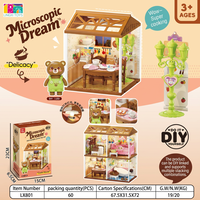 Jouets éducatifs DIY, maison de poupée, ensemble de cuisine avec lumières LED, jouets de scénario miniatures, assemblage 3D, mini maison de cuisine, jeu de rôle