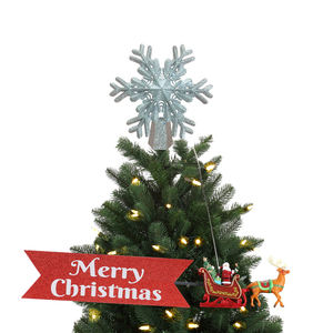 כסף צילינדר עץ חג מולד פתית שלג תאורת חג המולד עץ למעלה - Product Image 1