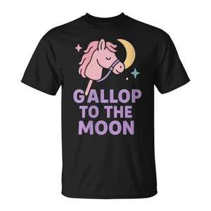 Hobby Horse Gallop To The Moon T-Shirt noir pour adulte unisexe - Product Image 1