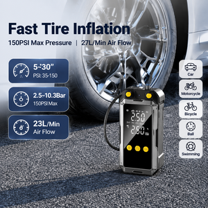 Portable <b>Car</b> Air Compressor Tire Inflator with Jump Starter LED Light Powerbank SOS Rescue Digital Pressure Gauge 150PSI OEM ODM - Product Image 4