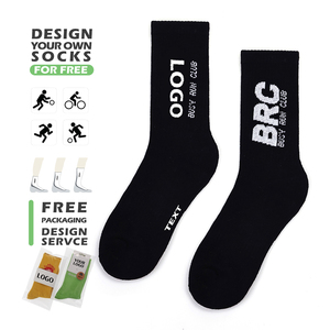Black Sport Running Crew <strong>Sock</strong> <strong>Customized</strong> Knit Letter Athletic <strong>Sock</strong> Soft Cotton Sporty Casual <strong>Sock</strong> - Product Image 1