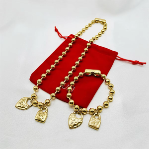 Collier et bracelet AB Ask for <span class=keywords><strong>U</strong></span> Catalog, perles <span class=keywords><strong>O</strong></span>, bijoux fantaisie, marques <span class=keywords><strong>de</strong></span> bijoux, collier, bijoux, cadenas, amour, clé, cœur - Product Image 1