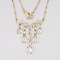 Collier pendentif en or plaqué argent avec diamant de laboratoire 0,16 ct taille émeraude 19Ps certifié IGI pour femme