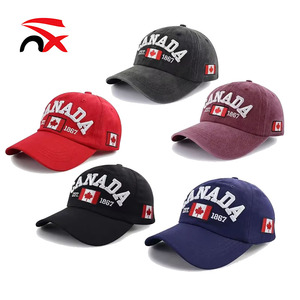 도매 패션 씻어 야구 모자 조정 가능한 캐주얼 면 캐나다 메이플 리프 스냅 백 모자 성인용 - Product Image 2