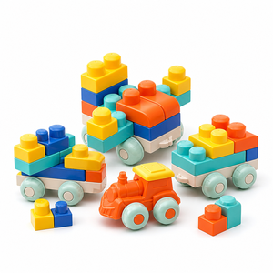 Blocs de construction en caoutchouc souple à grosses particules, jouets éducatifs à assembler soi-même, <span class=keywords><strong>puzzle</strong></span> à mâcher pour bébé - Product Image 4