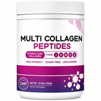 Poudre de peptides de collagène multi-sources, sans saveur, 350g, pour la peau, les cheveux et les ongles, étiquette privée disponible