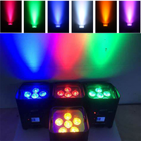 Set de 6 Focos Uplight de 18W a Batería Inalámbricos RGBWAUV, Foco Par LED de 6x18W a Batería, Luz de Escenario para Bodas y DJ